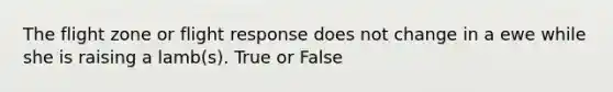 The flight zone or flight response does not change in a ewe while she is raising a lamb(s). True or False