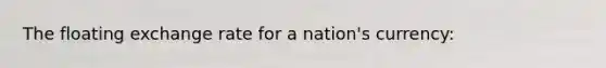 The floating exchange rate for a nation's currency: