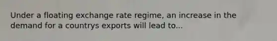 Under a floating exchange rate regime, an increase in the demand for a countrys exports will lead to...