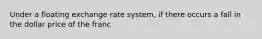 Under a floating exchange rate system, if there occurs a fall in the dollar price of the franc