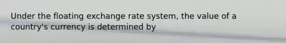 Under the floating exchange rate system, the value of a country's currency is determined by