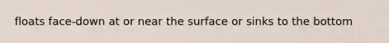 floats face-down at or near the surface or sinks to the bottom