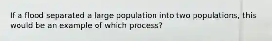 If a flood separated a large population into two populations, this would be an example of which process?