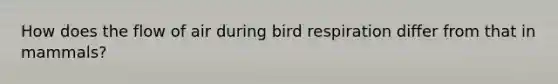 How does the flow of air during bird respiration differ from that in mammals?