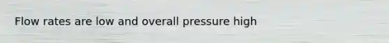 Flow rates are low and overall pressure high