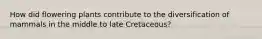 How did flowering plants contribute to the diversification of mammals in the middle to late Cretaceous?