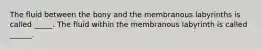 The fluid between the bony and the membranous labyrinths is called _____. The fluid within the membranous labyrinth is called ______.