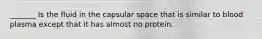 _______ Is the fluid in the capsular space that is similar to blood plasma except that it has almost no protein.