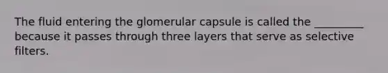 The fluid entering the glomerular capsule is called the _________ because it passes through three layers that serve as selective filters.