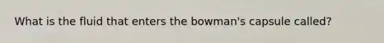 What is the fluid that enters the bowman's capsule called?