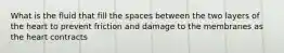 What is the fluid that fill the spaces between the two layers of the heart to prevent friction and damage to the membranes as the heart contracts
