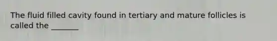 The fluid filled cavity found in tertiary and mature follicles is called the _______