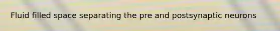 Fluid filled space separating the pre and postsynaptic neurons