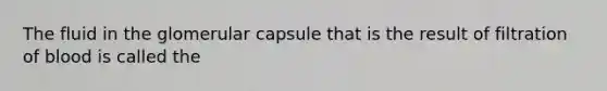 The fluid in the glomerular capsule that is the result of filtration of blood is called the