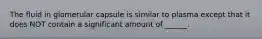 The fluid in glomerular capsule is similar to plasma except that it does NOT contain a significant amount of ______.