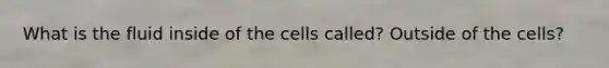 What is the fluid inside of the cells called? Outside of the cells?