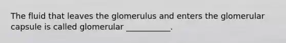 The fluid that leaves the glomerulus and enters the glomerular capsule is called glomerular ___________.