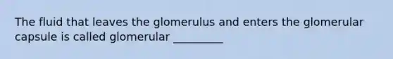 The fluid that leaves the glomerulus and enters the glomerular capsule is called glomerular _________