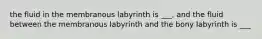 the fluid in the membranous labyrinth is ___, and the fluid between the membranous labyrinth and the bony labyrinth is ___