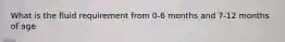 What is the fluid requirement from 0-6 months and 7-12 months of age