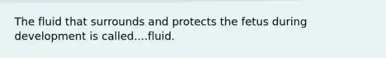The fluid that surrounds and protects the fetus during development is called....fluid.