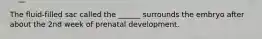 The fluid-filled sac called the ______ surrounds the embryo after about the 2nd week of prenatal development.