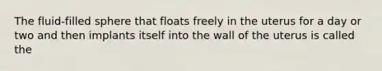 The fluid-filled sphere that floats freely in the uterus for a day or two and then implants itself into the wall of the uterus is called the