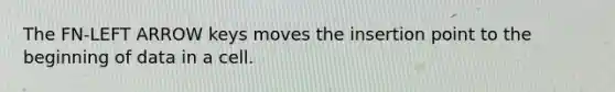 The FN-LEFT ARROW keys moves the insertion point to the beginning of data in a cell.