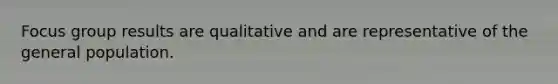 Focus group results are qualitative and are representative of the general population.