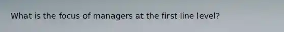 What is the focus of managers at the first line level?