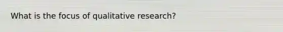 What is the focus of qualitative research?