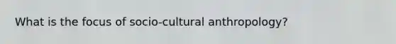 What is the focus of socio-cultural anthropology?