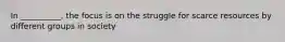 In __________, the focus is on the struggle for scarce resources by different groups in society