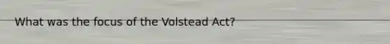 What was the focus of the Volstead Act?