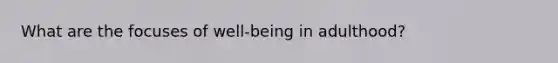 What are the focuses of well-being in adulthood?