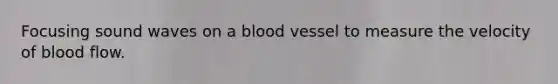 Focusing sound waves on a blood vessel to measure the velocity of blood flow.