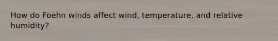 How do Foehn winds affect wind, temperature, and relative humidity?