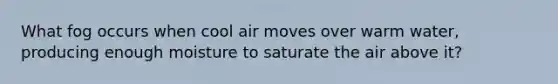 What fog occurs when cool air moves over warm water, producing enough moisture to saturate the air above it?