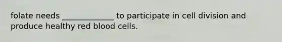 folate needs _____________ to participate in cell division and produce healthy red blood cells.