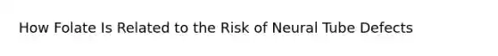 How Folate Is Related to the Risk of Neural Tube Defects