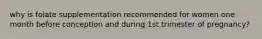 why is folate supplementation recommended for women one month before conception and during 1st trimester of pregnancy?