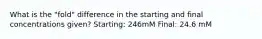 What is the "fold" difference in the starting and final concentrations given? Starting: 246mM Final: 24.6 mM