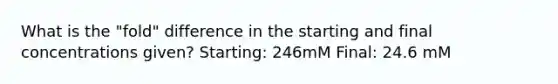 What is the "fold" difference in the starting and final concentrations given? Starting: 246mM Final: 24.6 mM