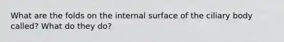 What are the folds on the internal surface of the ciliary body called? What do they do?