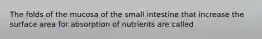 The folds of the mucosa of the small intestine that increase the surface area for absorption of nutrients are called