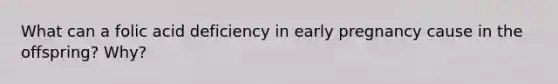 What can a folic acid deficiency in early pregnancy cause in the offspring? Why?