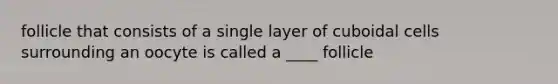 follicle that consists of a single layer of cuboidal cells surrounding an oocyte is called a ____ follicle