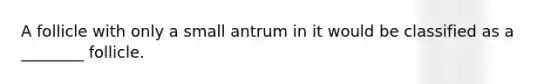 A follicle with only a small antrum in it would be classified as a ________ follicle.