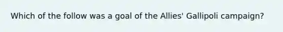 Which of the follow was a goal of the Allies' Gallipoli campaign?