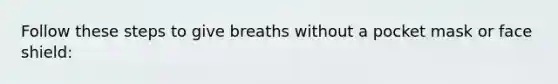 Follow these steps to give breaths without a pocket mask or face shield: